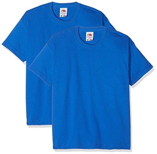 Fruit of the Loom Jungen Kinder Valueweight kurzen Ärmeln, 2 Stück T-Shirt, Blau (Blau Königsblau), 14-15 Jahre (2er Pack) von Fruit of the Loom