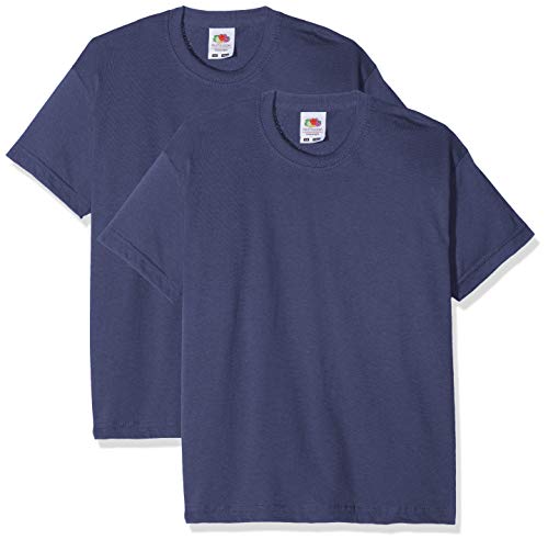 Fruit of the Loom Jungen Kinder Valueweight kurzen Ärmeln, 2 Stück T-Shirt, Blau (Blau Marineblau), 7-8 Jahre (2er Pack) von Fruit of the Loom