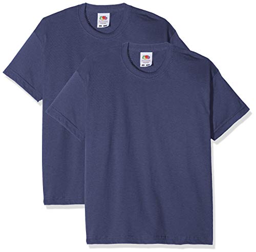 Fruit of the Loom Jungen Kids Valueweight Short Sleeve T 2 Pack T-Shirt, Blau (Blue Navy), 7-8 Years(Size:32) (2er Pack) von Fruit of the Loom