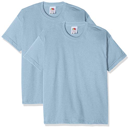 Fruit of the Loom Jungen Kids Valueweight Short Sleeve T 2 Pack T-Shirt, Blau (Blau Himmelblau), 14-15 Years(Size:YT) (2er Pack) von Fruit of the Loom