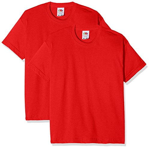 Fruit of the Loom Valueweight Kurzarm-T-Shirt für Jungen, 2er-Pack, Rot (Rot/Rot), 14–15 Jahre (Größe: 40) (2er-Pack), Rot (Rot/Rot), 14-15 Years(Manufacturer Size:40) von Fruit of the Loom