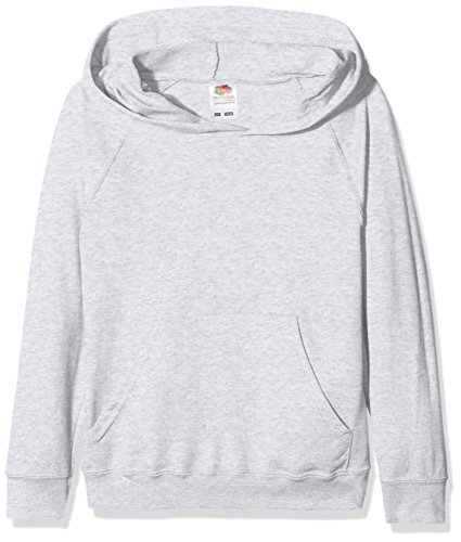 Fruit of the loom Jungen Lightweight Hooded Sweat Kids Kapuzenpullover, Grau (Heather Grey 123), 152 (Herstellergröße: 12-13) von Fruit of the Loom