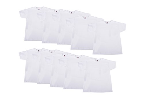 Fruit of the Loom Jungen Pack 10 Kids T-Shirt, Weiß (White 67), 128 (Herstellergröße: 8Y) von Fruit of the Loom