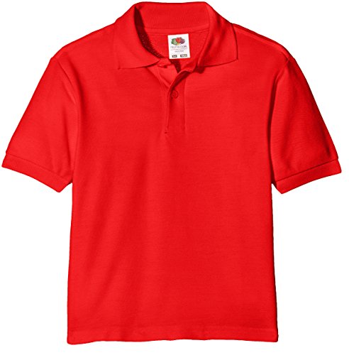 Fruit of the loom Jungen 65/35 Polo Kids Poloshirt, Rot (Red 400), 104 (Herstellergröße: 3-4) von Fruit of the Loom