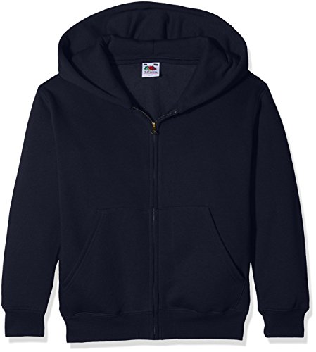 Fruit of the Loom Jungen Premium Hooded Sweat Jacket Kids Kapuzenpullover, Blau (Deep Navy 202), 116 (Herstellergröße: 5-6) von Fruit of the Loom