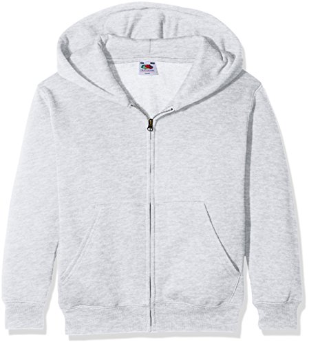 Fruit of the Loom Jungen Premium Hooded Sweat Jacket Kids Kapuzenpullover, Grau (Heather Grey 123), 116 (Herstellergröße: 5-6) von Fruit of the Loom