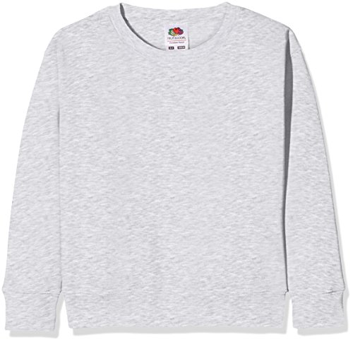 Fruit of the Loom Jungen Premium Set-In Sweat Kids Sweatshirt, Grau (Heather Grey 123), 116 (Herstellergröße: 5-6) von Fruit of the Loom