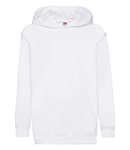 Fruit of the Loom Jungen Pull-Over Classic Hooded Sweat Sweatshirt, Weiß (White), 9-10 (Herstellergröße: 10-11 Jahre) von Fruit of the Loom
