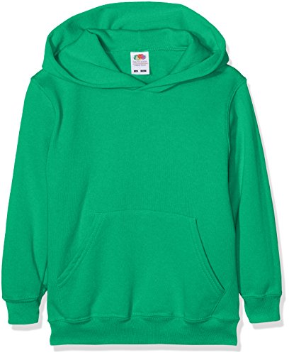 Fruit of the Loom Jungen Regular Fit Kapuzenpullover Classic Hoodie, Grün (Kelly Green 47), 140 (Herstellergröße: 9-10 Jahre) von Fruit of the Loom