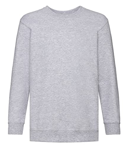 Fruit of the Loom Jungen Regular Fit Sweatshirt SS027B, Grau - Grey (Heather Grey), 12/13 Jahre (Herstellergröße: 140cm) von Fruit of the Loom