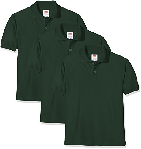 Fruit of the Loom Jungen Schul-Oberteil Kids Polo 3 Pack, 3, Green (Bottle Green), 9-11 Jahre von Fruit of the Loom