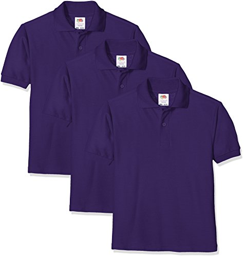 Fruit of the Loom Jungen Schul-Oberteil Kids Polo 3 Pack, 3, Violett, 9-11 Jahre (3er Pack) von Fruit of the Loom