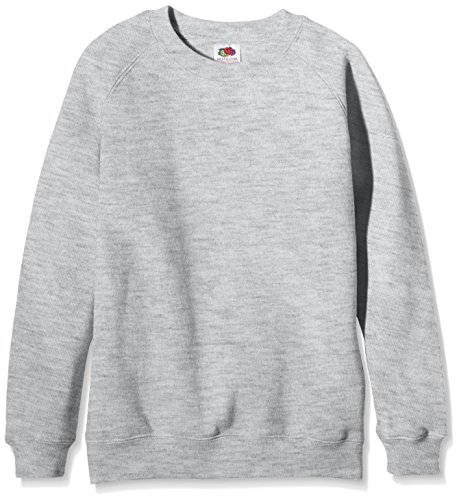 Fruit of the Loom Unisex Kinder Raglan Premium Sweatshirt, grau meliert, 12-13 Jahre von Fruit of the Loom