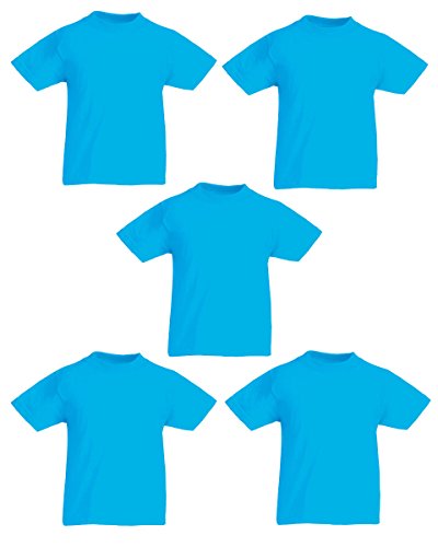 Fruit of the Loom Jungen T-Shirt (5er Pack), blau, 12-13 Jahre von Fruit of the Loom