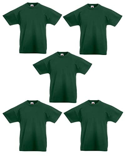 Fruit of the Loom 5er Pack Kids Original T-Shirt, Farbe:flaschengrün, Größe:104 von Fruit of the Loom