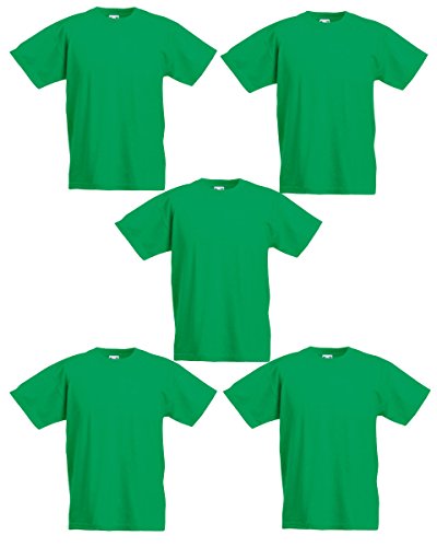 Fruit of the Loom Jungen T-Shirt (5er Pack), kelly green, 12-13 Jahre von Fruit of the Loom