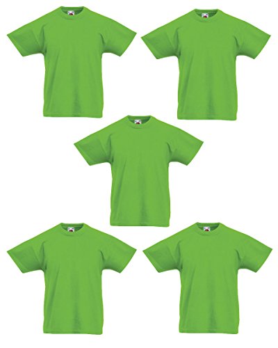 Fruit of the Loom 5er Pack Kids Original T-Shirt, Farbe:Lime, Größe:104 von Fruit of the Loom