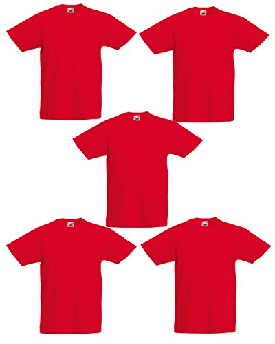 Fruit of the Loom 5er Pack Kids Original T-Shirt, Farbe:rot, Größe:140 von Fruit of the Loom