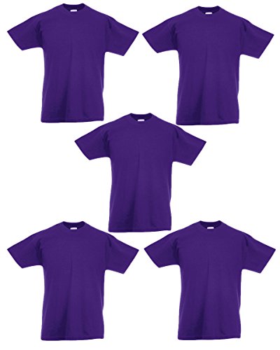 Fruit of the Loom Jungen T-Shirt (5er Pack), violett, 5-6 Jahre von Fruit of the Loom