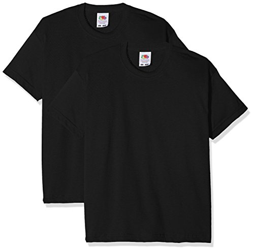 Fruit of the Loom Jungen Kids Valueweight Short Sleeve T 2 Pack T-Shirt, Schwarz (Schwarz Schwarz), 3-4 Years(Size:36) (2er Pack) von Fruit of the Loom