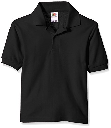 Fruit of the Loom Jungen T-Shirt Pique Polo, Schwarz (Black), Gr. 12-13 Jahre von Fruit of the Loom