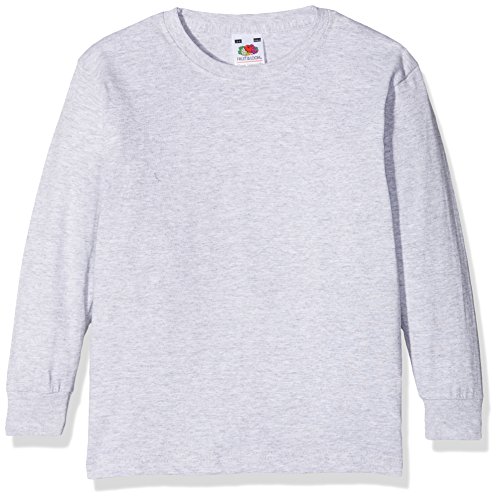 Fruit of the loom Jungen Valueweight Long Sleeve T Kids Langarmshirt, Grau (Heather Grey 123), 128 (Herstellergröße: 7-8) von Fruit of the Loom