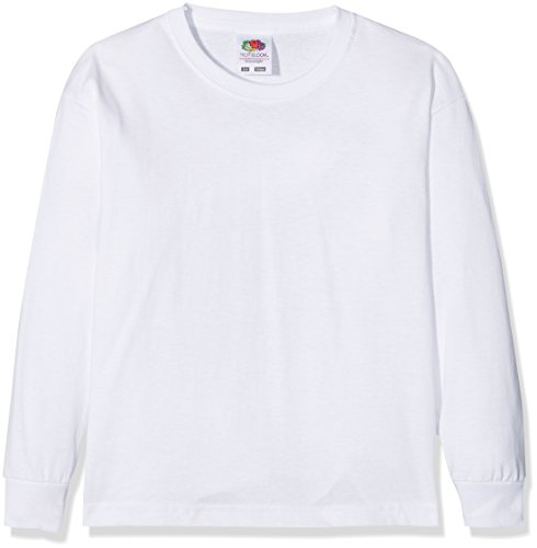 Fruit of the loom Jungen Valueweight Long Sleeve T Kids Langarmshirt, Weiß (White 000), 128 (Herstellergröße: 7-8) von Fruit of the Loom