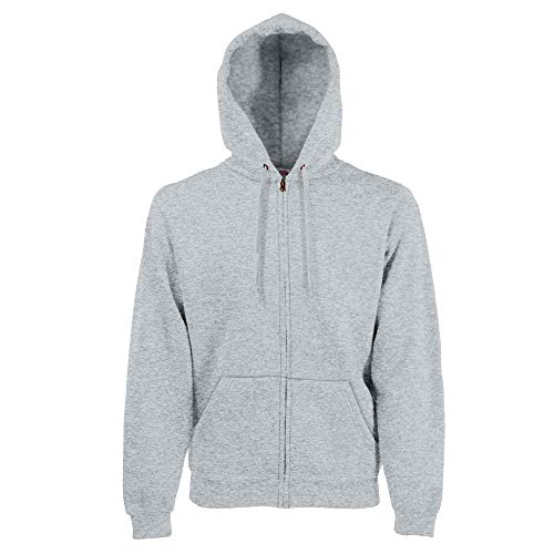 Fruit of the Loom - Kapuzen Sweat-Jacke 'Hooded Zip' S,Heather Grey von Fruit of the Loom