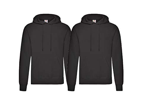 Fruit of the Loom 2er Herren Hooded Sweat Sweatshirt S M L XL 2XL 3XL auch Farbsets (2erSchwarz, 2XL) von Fruit of the Loom