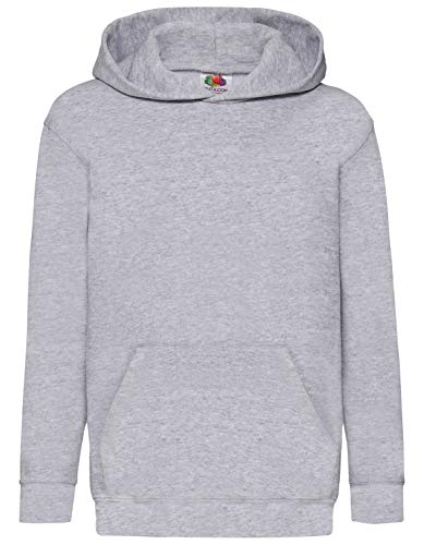 Fruit of the Loom Kids' Hooded Sweat, Heather Grey, 140 von Fruit of the Loom