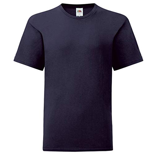 Fruit of the Loom Kids Iconic T-Shirt Größe 104-164, Farbe:deep Navy, Größe:116 von Fruit of the Loom