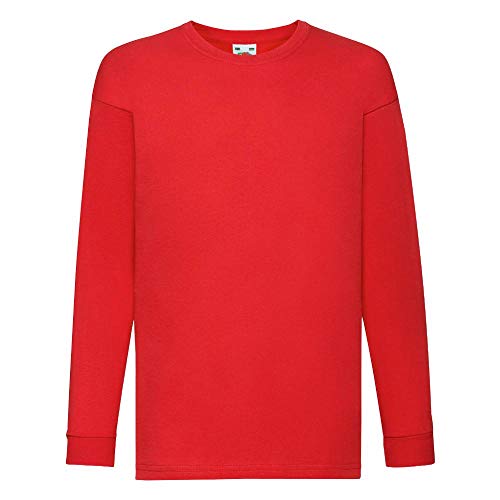 Fruit of the Loom - Kids Langarm T-Shirt Value Weight T 104,Red von Fruit of the Loom