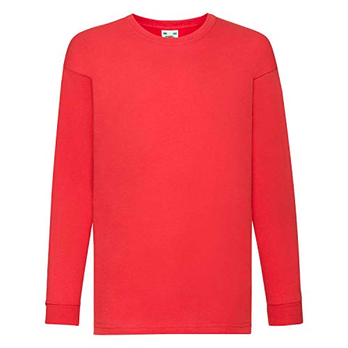 Fruit of the Loom Kids Valueweight Long Sleeve T-Shirt Kinder Shirt Langarm, Farbe:rot, Größe:164 von Fruit of the Loom