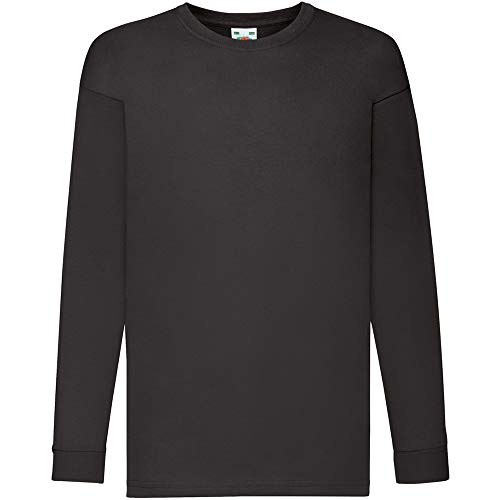 Fruit of the Loom Kids Valueweight Long Sleeve T-Shirt Kinder Shirt Langarm, Farbe:schwarz, Größe:164 von Fruit of the Loom