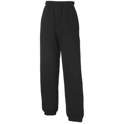 Fruit of the Loom Kinder Jogginghose mit Bündchen, Black, 128 von Fruit of the Loom