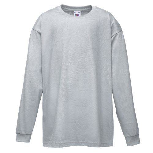 Fruit of the Loom - Kinder Langarmshirt 'Longsleeve Valueweight T' / Heather Grey, 104 von Fruit of the Loom