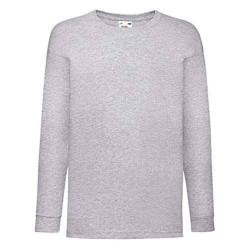 Fruit of the Loom - Kinder Langarmshirt 'Longsleeve Valueweight T' / Heather Grey, 116 von Fruit of the Loom