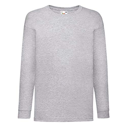 Fruit of the Loom - Kinder Langarmshirt 'Longsleeve Valueweight T' / Heather Grey, 140 von Fruit of the Loom