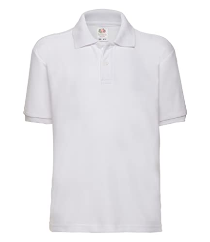 Fruit of the Loom Kinder-Poloshirt, kurzärmelig, Unisex, 65 % Polyester, 35 % Baumwolle, Weiß - Weiß, 7 Jahre von Fruit of the Loom