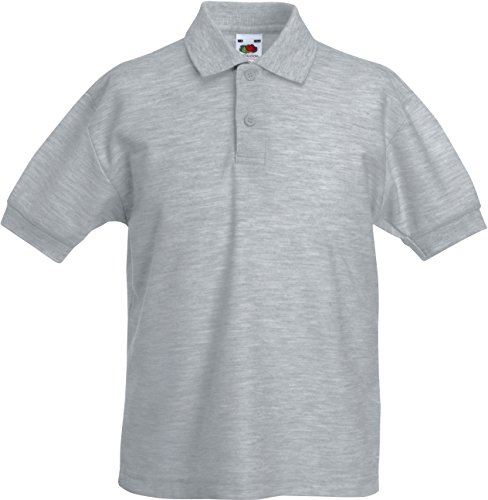 Fruit of the Loom Kinder-Poloshirt aus Polyester-Baumwoll-Piqué, grau meliert, 12-13 Jahre von Fruit of the Loom