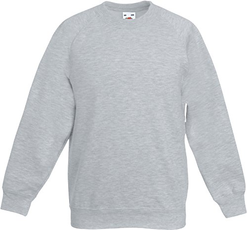 Fruit of the Loom Kinder Unisex Sweatshirt, Raglanärmel - Grau - Grau meliert - 128 128,Grau - Grau meliert von Fruit of the Loom
