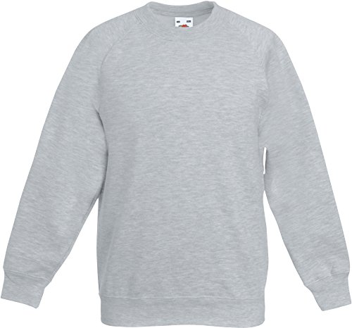 Fruit of the Loom Kinder Unisex Sweatshirt, Raglanärmel - Grau - Grau meliert - 158 158,Grau - Grau meliert von Fruit of the Loom