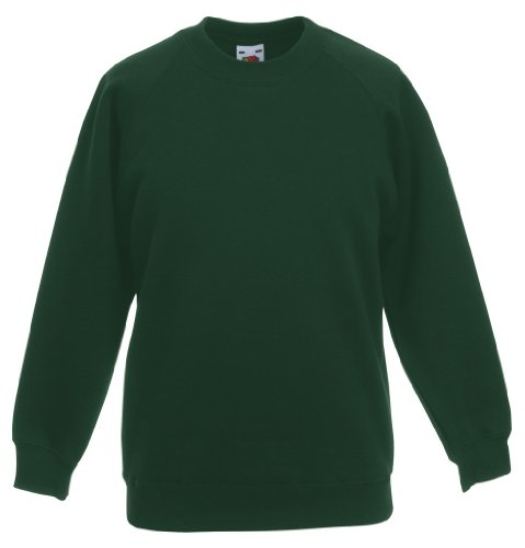 Fruit of the Loom Kinder Unisex Sweatshirt, Raglanärmel - Grün - Bottle Green - 104 104,Grün - Bottle Green von Fruit of the Loom