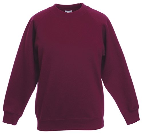 Fruit of the Loom Kinder Unisex Sweatshirt, Raglanärmel - Rot - Burgunderfarben - 146 146,Rot - Burgunderfarben von Fruit of the Loom