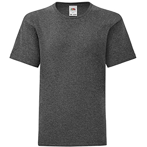 Fruit of the Loom Jungen T-Shirt, Dunkelgrau Meliert, 9-11 Jahre (140) von Fruit of the Loom