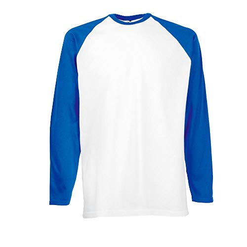 Fruit of the Loom - Kontrast Langarm-Shirt "Baseball Longsleeve T" XXL,White/Royal von Fruit of the Loom