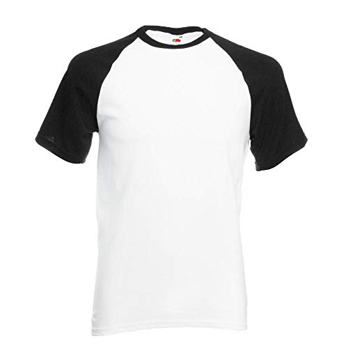 Fruit of the Loom - Kontrast T-Shirt 'Baseball T' Farbe White/Black Größe Medium von Fruit of the Loom