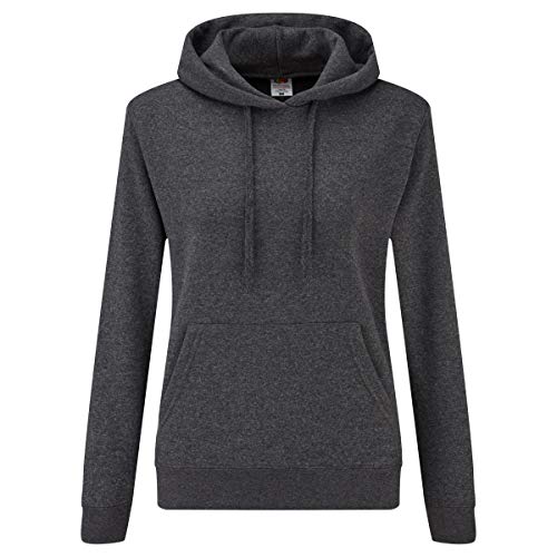 Fruit of the Loom Ladies Classic Kapuzen-Sweat + GRATIS MyShirt Stoffbeutel, Farbe:dunkelgrau meliert + GRATIS MyShirt Stoffbeutel, Größe:2XL von Fruit of the Loom