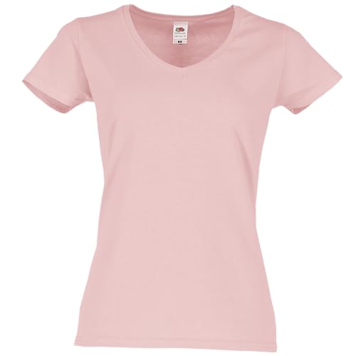 Fruit of the Loom Ladies Iconic 150 V-Neck T-Shirt, Farbe:Powder Rose, Größe:L von Fruit of the Loom