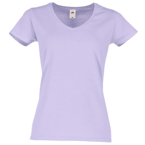 Fruit of the Loom Ladies Iconic 150 V-Neck T-Shirt, Farbe:Soft Lavender, Größe:XS von Fruit of the Loom